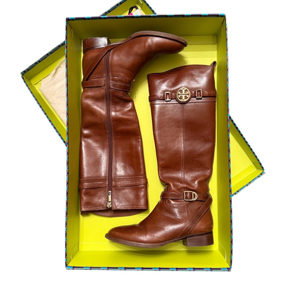 Tory Burch Calista Brown Leather Riding Boots Size 6.5